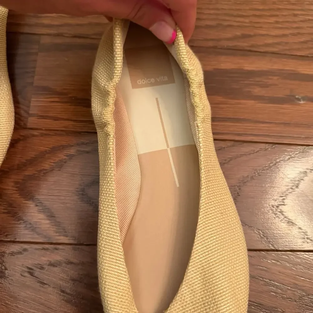Women's Dolce Vita Tan Woven Pointed Toe Ballet Flat Shoes Size 7.5 NWOT
